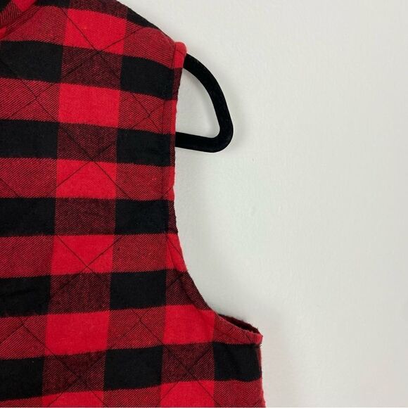 Women's Black Red Buffalo Check Vest Holidays Christmas Cabin Checkered Medium - Picture 11 of 14